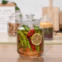 Delisoga® Air Tight Glass Jar 2.2 Liters Capacity Clear Glass Storage 16