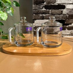 Delisoga® Set of 2 Transparent Coffee Mug with Glass Lid – Premium 360