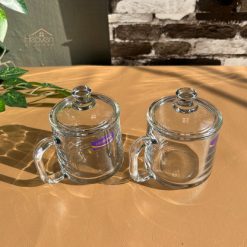 Delisoga® Set of 2 Transparent Coffee Mug with Glass Lid – Premium 360 5
