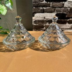 Delisoga® Crystal Candy Dish Set of 2 Elegant Candy Jars for Sweets & 1