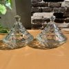Delisoga® Crystal Candy Dish Set of 2 Elegant Candy Jars for Sweets &
