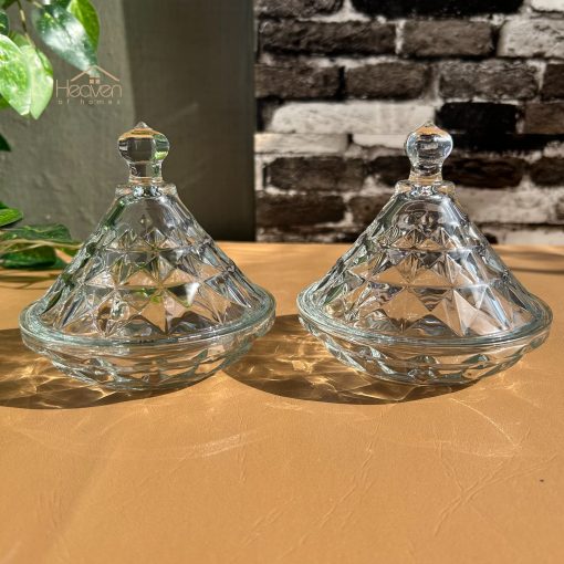 Delisoga® Crystal Candy Dish Set of 2 Elegant Candy Jars for Sweets &
