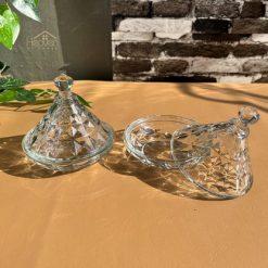 Delisoga® Crystal Candy Dish Set of 2 Elegant Candy Jars for Sweets & 3