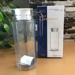 Delisoga® 1.2-Litre Clear Glass Oil Jug with Lid – Durable & Stylish S 1
