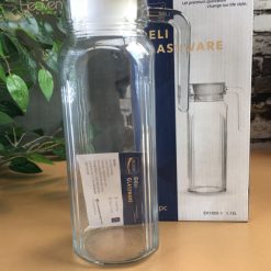 Delisoga® 1.2-Litre Clear Glass Oil Jug with Lid – Durable & Stylish S 8