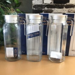 Delisoga® 1.2-Litre Clear Glass Oil Jug with Lid – Durable & Stylish S 12