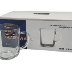 Delisoga® Transparent Clear Glass Cofee & Tea Mugs 240 ML Set of 6 4