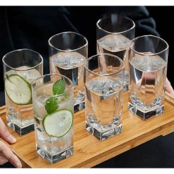 Delisoga® Water Glasses Clear Glass Set Of 6 280 ML Dessert Glass 1