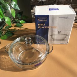 Delisoga® Microwaveable Round Tempered Glass Bakeware with Cover –1.5 7
