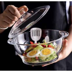 Delisoga® Microwaveable Round Tempered Glass Bakeware with Cover –1.5 1