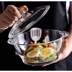 Delisoga® Microwaveable Round Tempered Glass Bakeware with Cover –1.5