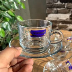 Delisoga® Set of 6 Clear Glass Cup & Saucer Set – Elegant Transparent 1