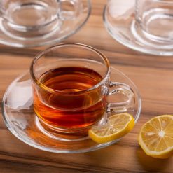 Delisoga® Set of 6 Clear Glass Cup & Saucer Set – Elegant Transparent 5