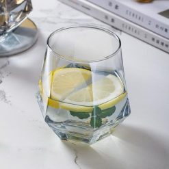 Delisoga® Water Glasses Modern Transparent Diamond Shape Drinking Glas 1