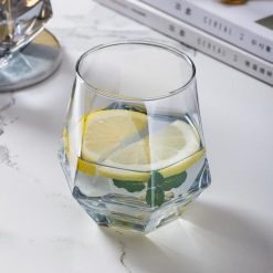 Delisoga® Water Glasses Modern Transparent Diamond Shape Drinking Glas