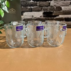 Delisoga® Set of 6 Clear Glass Coffee & Tea Mugs – 250 ml Elegant Cup
