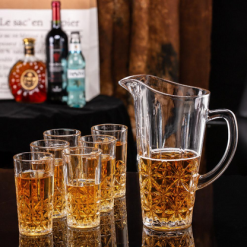 Delisoga® Premium 7-Piece Textured Glass Water and Serving Set 6 Glass 5