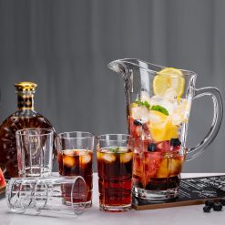 Delisoga® Premium 7-Piece Textured Glass Water and Serving Set 6 Glass