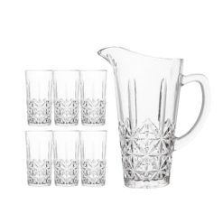 Delisoga® Premium 7-Piece Textured Glass Water and Serving Set 6 Glass 3
