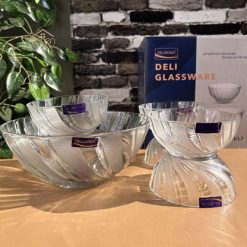 Delisoga® 7-Piece Frosted Ice Cream & Fruit Serving Set – Premium Glas 3