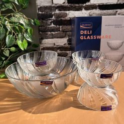 Delisoga® 7-Piece Frosted Ice Cream & Fruit Serving Set – Premium Glas 5