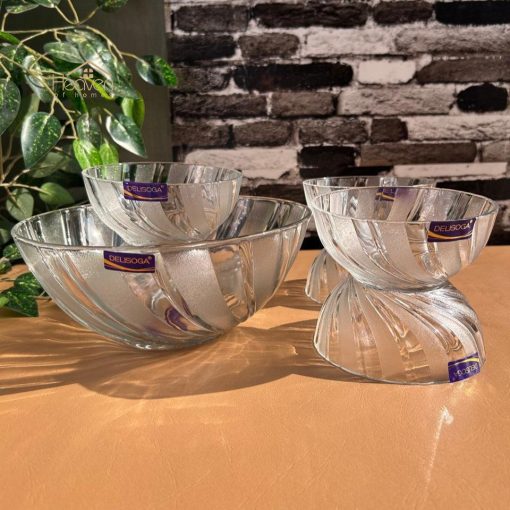 Delisoga® 7-Piece Frosted Ice Cream & Fruit Serving Set – Premium Glas