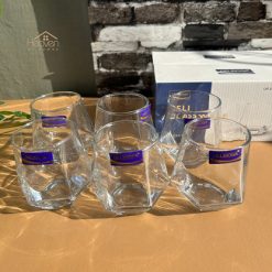 Delisoga® Water Glasses Modern Diamond Shape Drinking Glass Set of 6 4