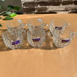 Delisoga® Set of 6 Clear Glass Coffee & Tea Mugs – 210ml Elegant Cup D 3