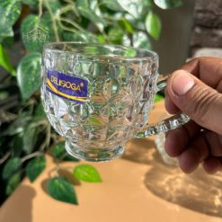 Delisoga® Set of 6 Clear Glass Coffee & Tea Mugs – 210ml Elegant Cup D 1