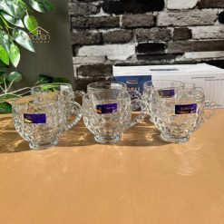 Delisoga® Set of 6 Clear Glass Coffee & Tea Mugs – 210ml Elegant Cup D 4