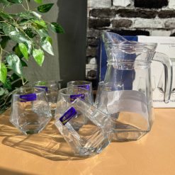 Delisoga® Premium 7-Piece Textured Glass Water and Serving Set 6 Glass 1