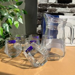 Delisoga® Premium 7-Piece Textured Glass Water and Serving Set 6 Glass