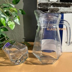 Delisoga® Premium 7-Piece Textured Glass Water and Serving Set 6 Glass 4