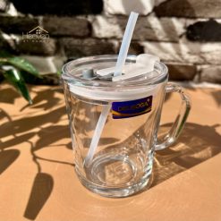 Delisoga® Set of 2 Transparent Coffee Mugs with Straw -Premium Mason J 4