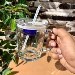 Delisoga® Set of 2 Transparent Coffee Mugs with Straw -Premium Mason J 3