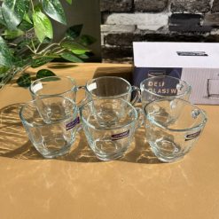 Delisoga® Set of 6 Transparent Clear Glass Coffee & Tea Mugs – 210ml S 2