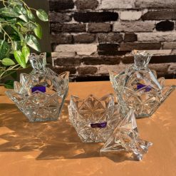 Delisoga® Crystal Candy Dish Set of 3 Elegant Candy Jars for Sweets & 3