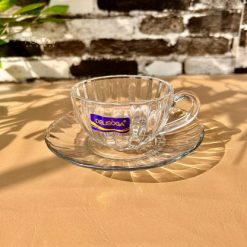 Delisoga® Set of 6 Clear Glass Cup & Saucer Set – Elegant Transparent 3