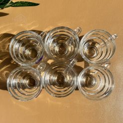 Delisoga® Set of 6 Transparent Clear Glass Coffee & Tea Mugs – 210ml E 7