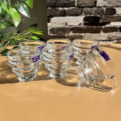 Delisoga® Set of 6 Transparent Clear Glass Coffee & Tea Mugs – 210ml E