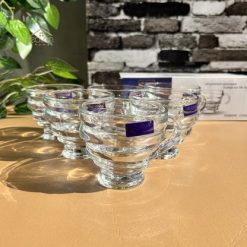 Delisoga® Set of 6 Transparent Clear Glass Coffee & Tea Mugs – 210ml E 2