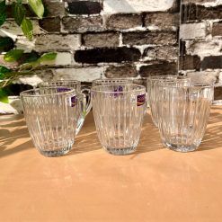 Delisoga® Set of 6 Clear Glass Coffee & Tea Mugs – 250 ml Elegant Gree