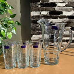 Delisoga® Premium 7-Piece Glass Water and Serving Set 6 Glasses & 1 Ju 1