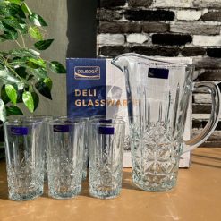 Delisoga® Premium 7-Piece Glass Water and Serving Set 6 Glasses & 1 Ju 6