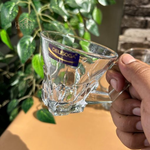 Delisoga® Set of 6 Clear Glass Coffee & Tea Mugs – 155 ml Elegant Cup
