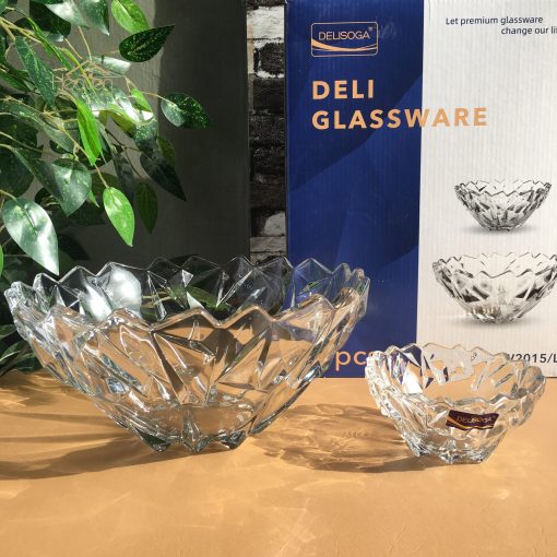 Delisoga® 7-Piece Elegant Glassware Set – Clear Glass Ice Cream and Fr