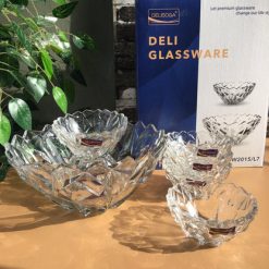Delisoga® 7-Piece Elegant Glassware Set – Clear Glass Ice Cream and Fr 2