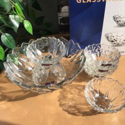 Delisoga® 7-Piece Elegant Glassware Set – Clear Glass Ice Cream and Fr 4