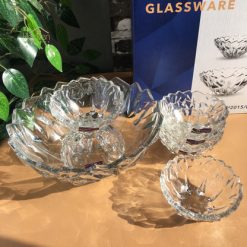 Delisoga® 7-Piece Elegant Glassware Set – Clear Glass Ice Cream and Fr 3