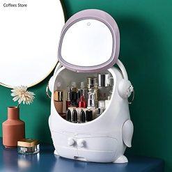 Cosmetic Organizer With LED Light Mirror